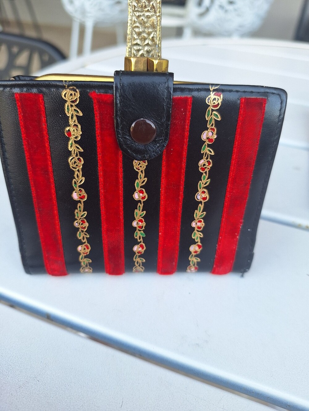 Black and Red Velvet Stripe Walet Vintage